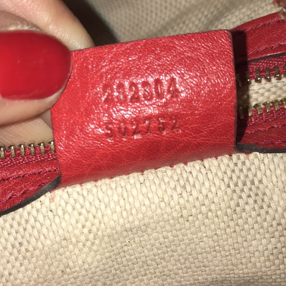 Red Leather Hobo Bag with Signature Embossed Logo - Picture 13 of 14